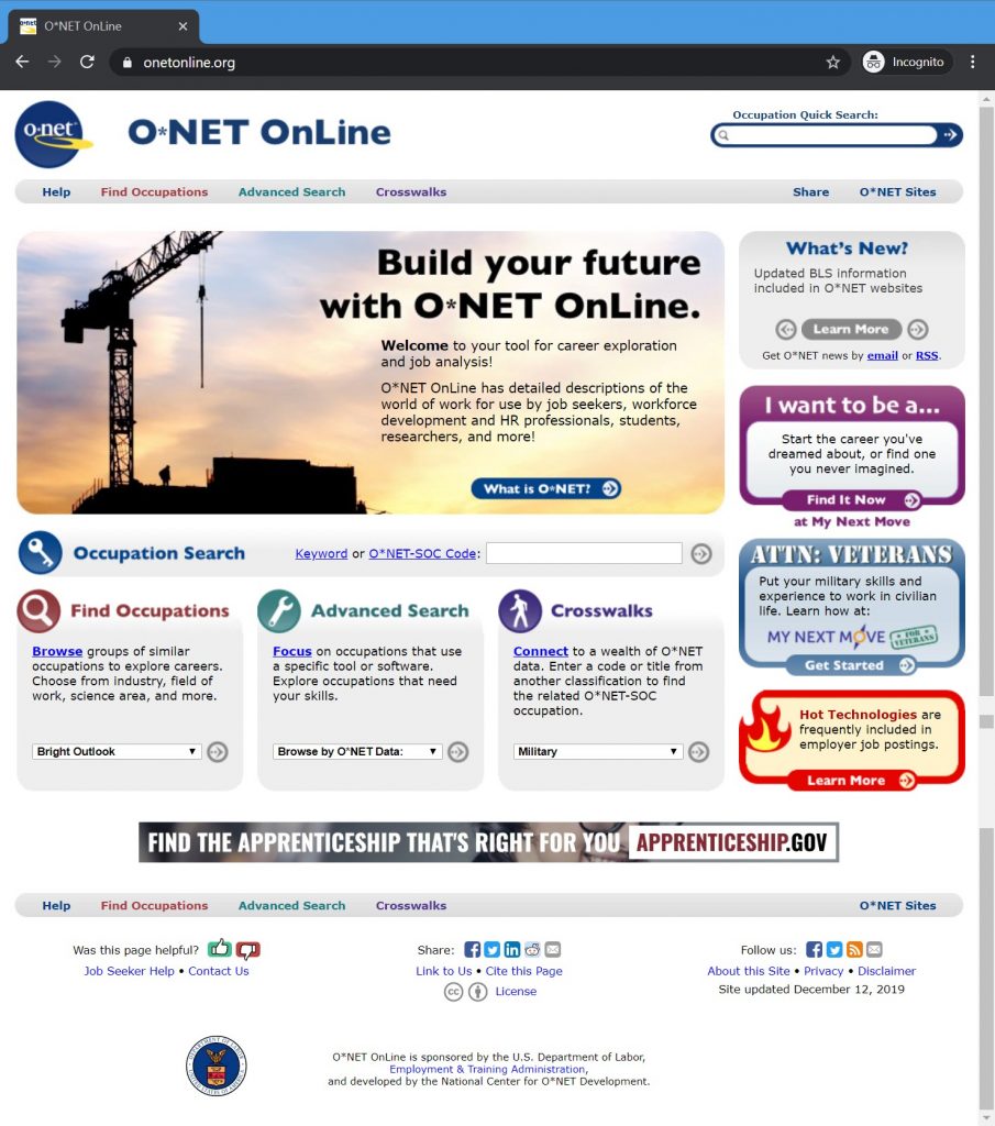 O*NetOnline.org –